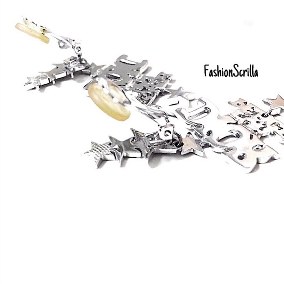 Vintage Christian Dior 70’s Silver Diamanté Crystal Dior For Peace Logo Earrings - Picture 10 of 15